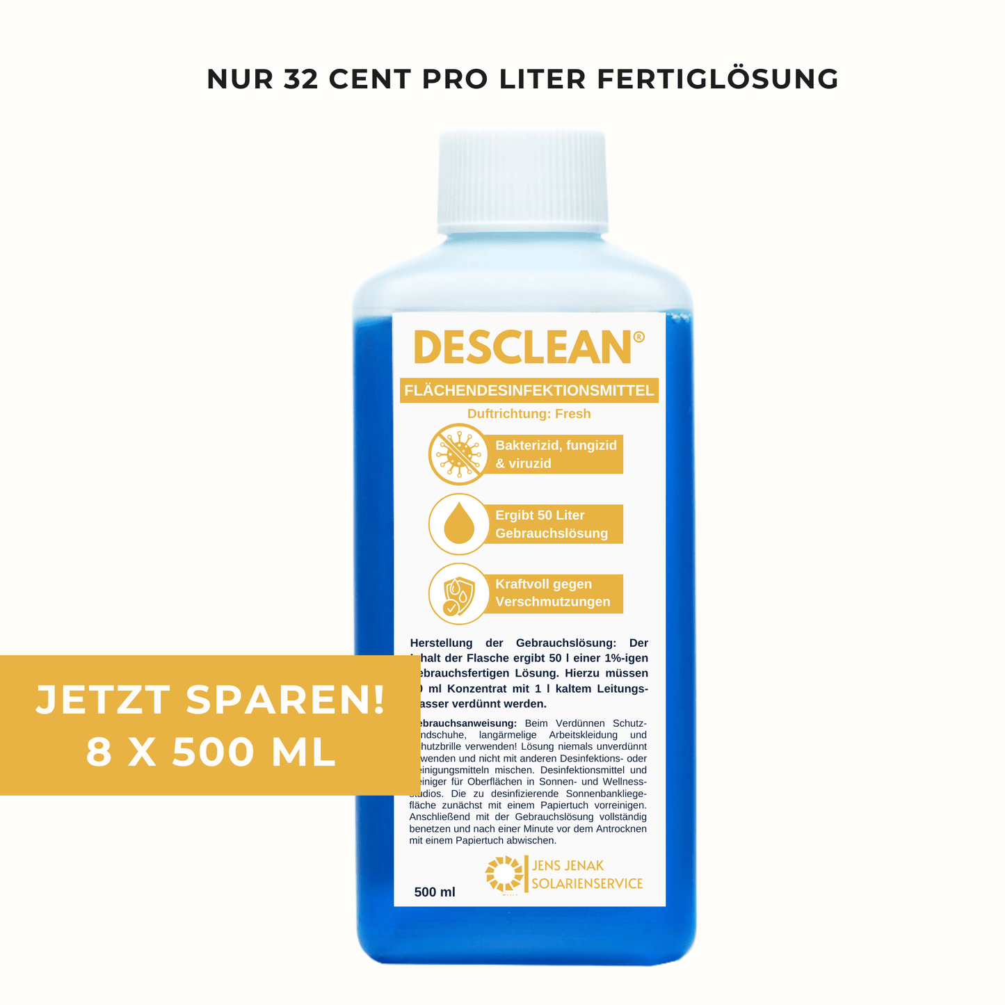 DESCLEAN® Flächendesinfektion 8 x 500 ml  - Ergibt 400 Liter Reiniger