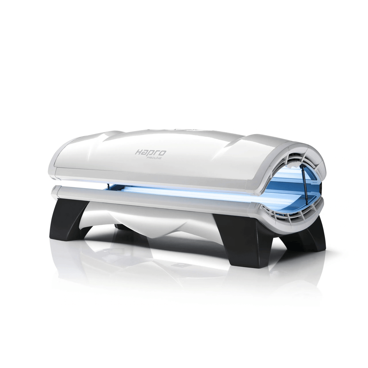 Hapro Proline 28/1 C Pearl White Heimsolarium – Frontansicht geschlossen, an