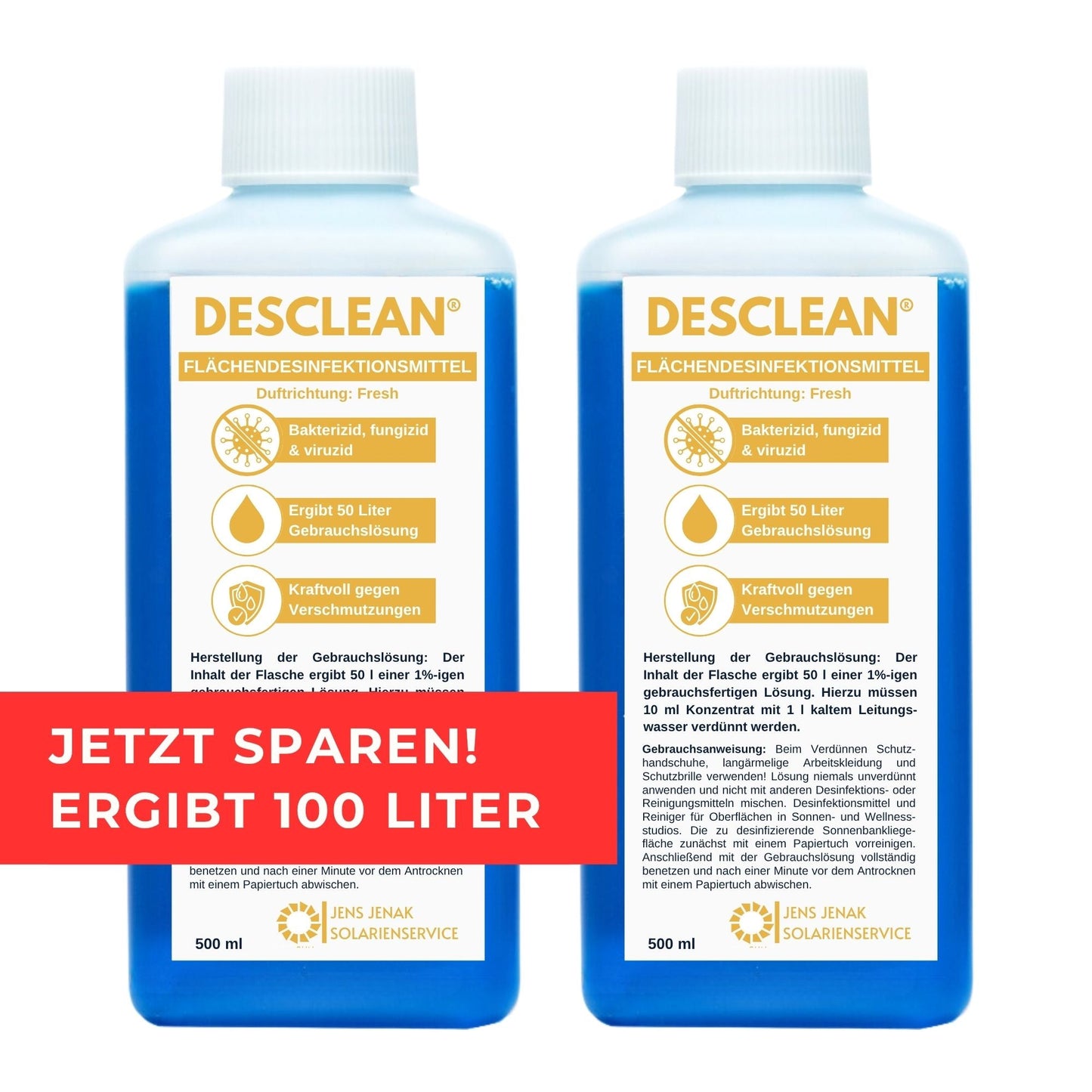 DESCLEAN® Flächendesinfektion 2 x 500 ml - Ergibt 100 Liter Reiniger - Munich Sun Club